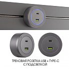 Трековая розетка, 3.1A 250V Arte Milano 399731TS/USB-Type-C Grey Am