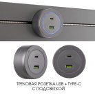 Трековая розетка, 3.1A 250V Arte Milano 399731TS/USB-Type-C Grey Am