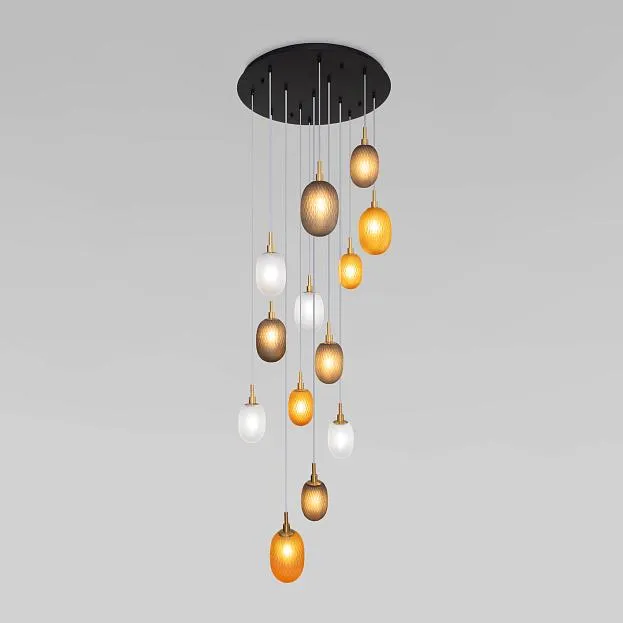 Подвесной светильник со стеклянными плафонами Eurosvet 50266 дымчатый/прозрачный/янтарный a066528