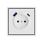 Розетка одинарная с заземлением с USB-портом для зарядки Type A + Type C LeDron EU Socket with USB A+C 20W White