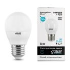 Лампа Gauss 53220 E27 10W 4100K шар матовый Elementary