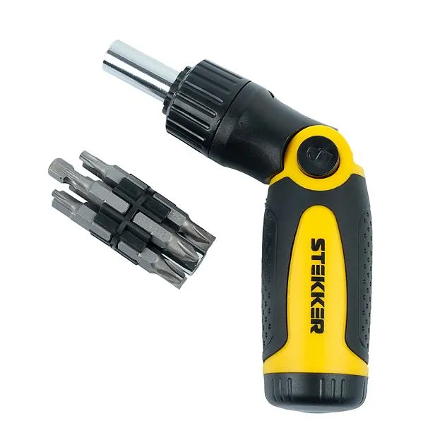 Отвертка реверсивная с битами 14 предметов Stekker 50408 STLS004