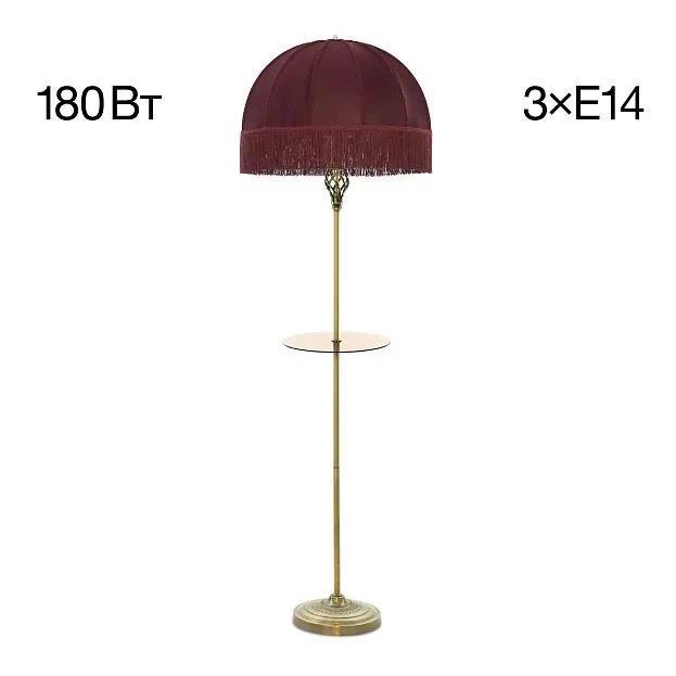 Торшер бронза со столиком и красным абажуром Citilux CL407933T Базель