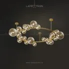 Потолочная люстра IONA C WIDE Размер L. Цвет каркаса золото. Цвет плафонов коньяк. Lampatron 3014-7316