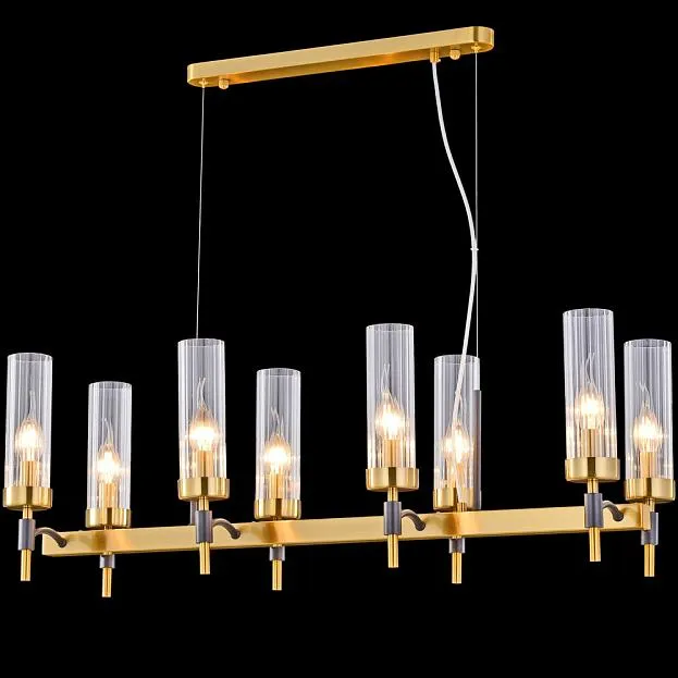 Подвесная люстра ILLUMICO IL5177-8LLS-29 BRASS TUBO Подвесная люстра ILLUMICO IL5177-8LLS-29 BRASS TUBO