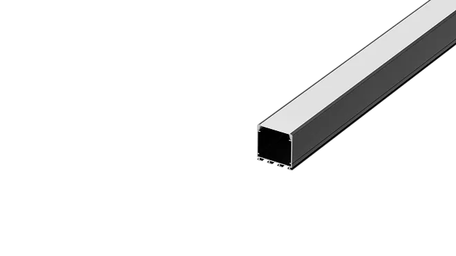 Накладной/подвесной алюминиевый профиль, 26х25,8х2000мм. В комплекте матовый экран, 4 торцевые заглушки, 4 крепежа, черный Donel DN18CS2626B2Set DN18