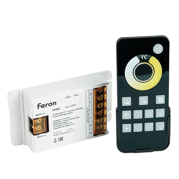 Контроллер диммер для светодиодной ленты с П/У белый, 12-24V Feron 52097 LD482