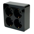 Розетка 4-местная с/з открытой установки, квадрат, STEKKER, 49322 MST16-14S-02