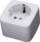 Розетка накладная 1-местная с/з STEKKER 39033 PST16-501-20, пластик АВS, 250В, 16А, IP20 Basic, белый