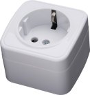 Розетка накладная 1-местная с/з STEKKER 39033 PST16-501-20, пластик АВS, 250В, 16А, IP20 Basic, белый