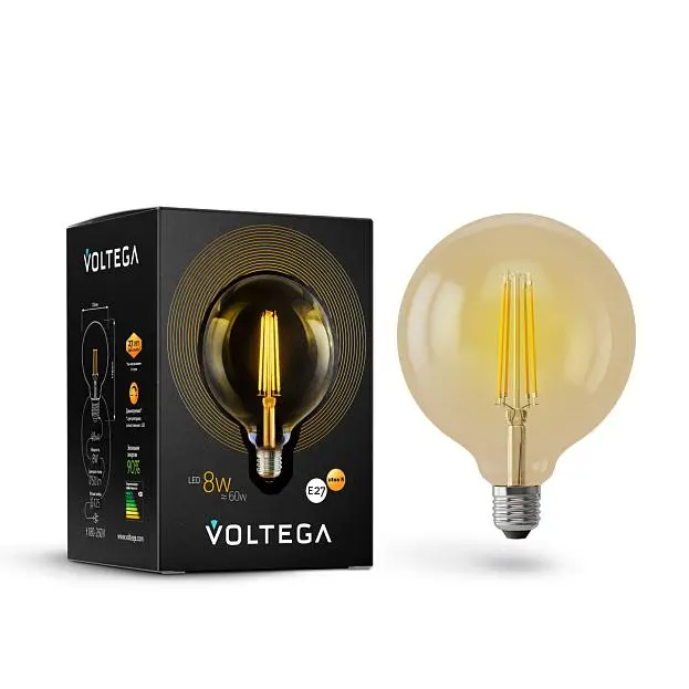 Светодиодная лампа Voltega 6838 Loft Led G125 8W 2800K E27 DIM VG10-G125Gwarm8W Светодиодная лампа Voltega 6838 Loft Led G125 8W 2800K E27 DIM VG10-G125Gwarm8W