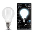Лампа Gauss 105201205 филаментная E14 5W 4100К шар матовый Filament Globe