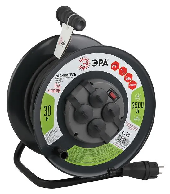 Розеточные блоки, удлинители ЭРА RMx-4es-3x2.5-30m-IP44(KG)