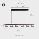 Реечный, рядный светильник MAYER LONG 6 плафонов Lampatron 8378-22928