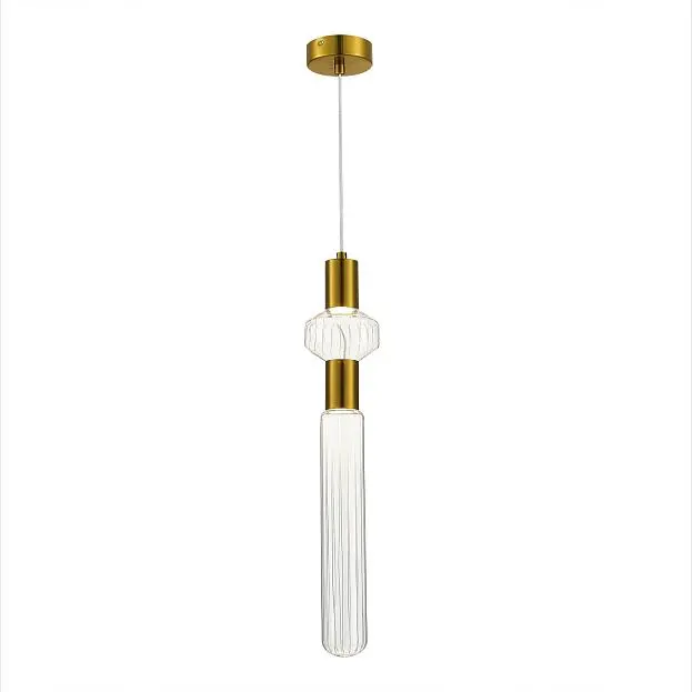 Светильник подвесной Латунь/Золотой, Прозрачный LED 2*3W 3000K ST-Luce SL6117.203.02 TACCHE