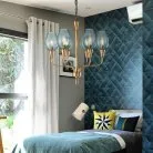 Люстра VIOLA 6 плафонов. Цвет синий. Lampatron viola-blue-6 1115-731