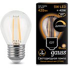 Лампа Gauss 105802105-D E27 5W 2700К прозрачная