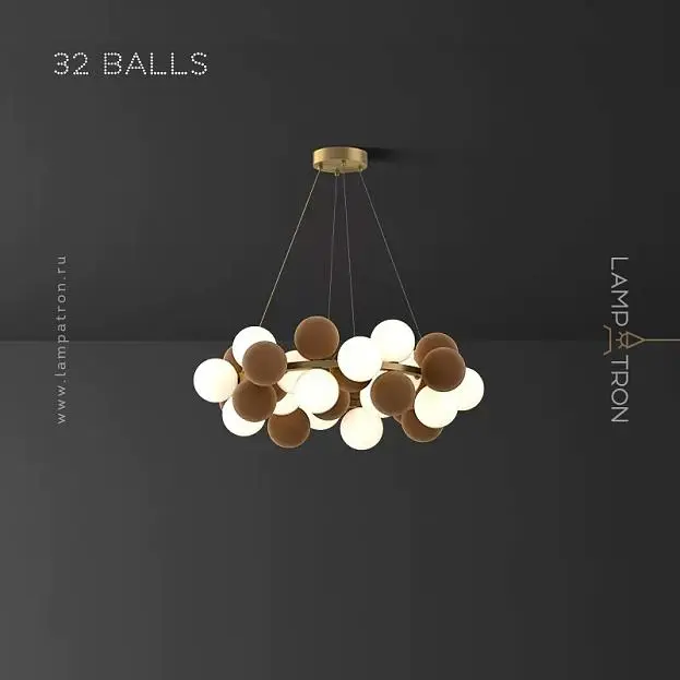 Кольцевые люстры и светильники LATTE 32 шара (16 ламп). Цвет Кофе Lampatron 8318-22662 Кольцевые люстры и светильники LATTE 32 шара (16 ламп). Цвет Кофе Lampatron 8318-22662