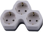 Разветвитель сетевой 3-местный с/з STEKKER 32871 ADP16-13-20, 250V,16A, ABS огнеустойчивый пластик,белый/серый