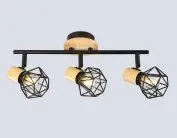 Спот Ambrella light TR8753/3 BK/WD черный/дерево IP20 E27/3 435*115*200