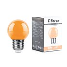 Лампа светодиодная Шарик E27 1W оранжевый Feron 38124 LB-37