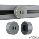 Трековая розетка, 2.1A 250V Arte Milano 380011TS/USBx2 Grey Am