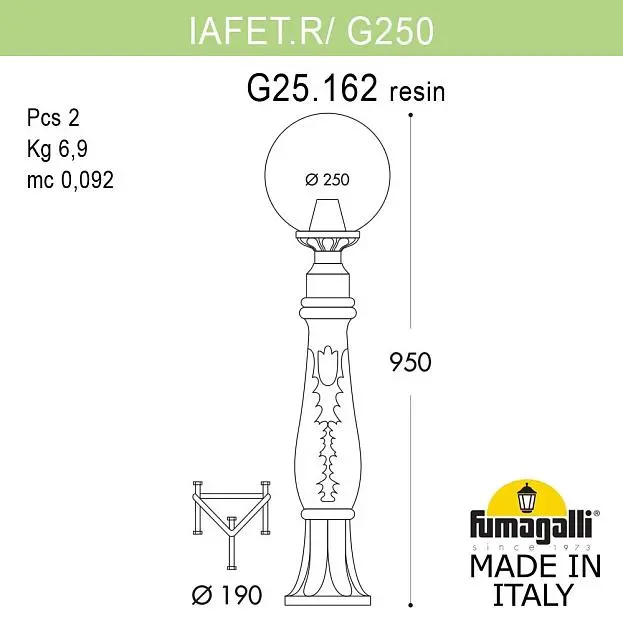 Садовый светильник-столбик FUMAGALLI IAFAET.R/G250 G25.162.000.VZF1R Садовый светильник-столбик FUMAGALLI IAFAET.R/G250 G25.162.000.VZF1R