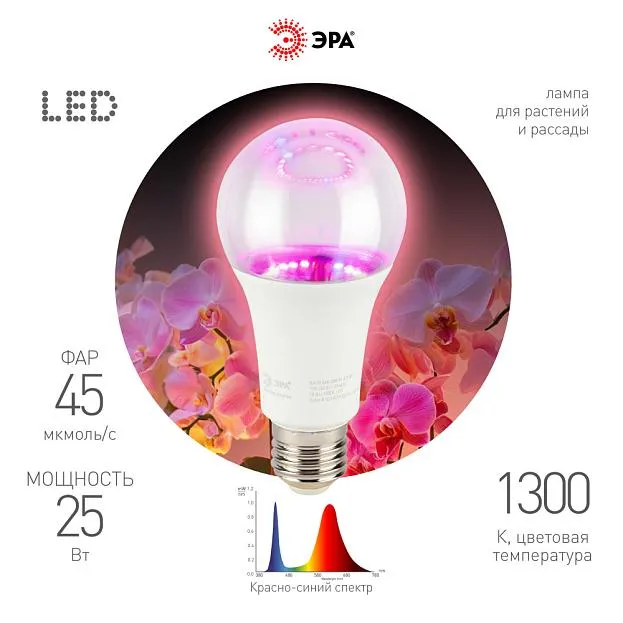 Фитолампа ЭРА FITO-25W-RB-E27