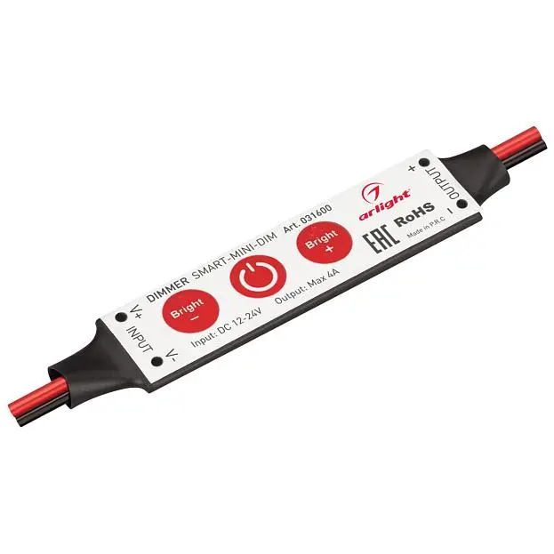 Диммер SMART-MINI-DIM (12-24V, 1x4A) (, IP20 Пластик, 5 лет) Arlight 031600