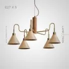 Люстра DOMENIC B 5 ламп. Красный+Белый дуб Lampatron 7421-20522