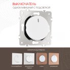 Выключатель одноклавишный с подсветкой, 10AX 250V Arte Milano 202.31-1.white am