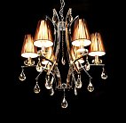 Хрустальная подвесная люстра Lumina Deco LDP 66247-6 BR+CHR Glamour