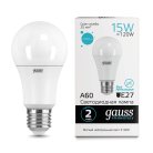 Лампа светодиодная Gauss 23225 E27 15W 4100K матовая LED A60