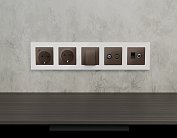Лицевая панель ALFA (Темная бронза матовый) для TV двойной розетки Volt AP6433 QUANT