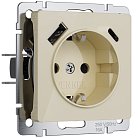 Розетка с заземлением, шторками и USB тип A+C (айвори акрил) Werkel W1171743 a064131