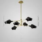 Люстра LANT 6 плафонов. Цвет черный. Золотой каркас. Lampatron 871-1309
