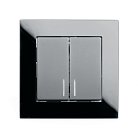 Выключатель 2-клавишный c индикатором  Stekker 39504 GLS10-7002-05, 250В, 10А, серия Катрин, черный