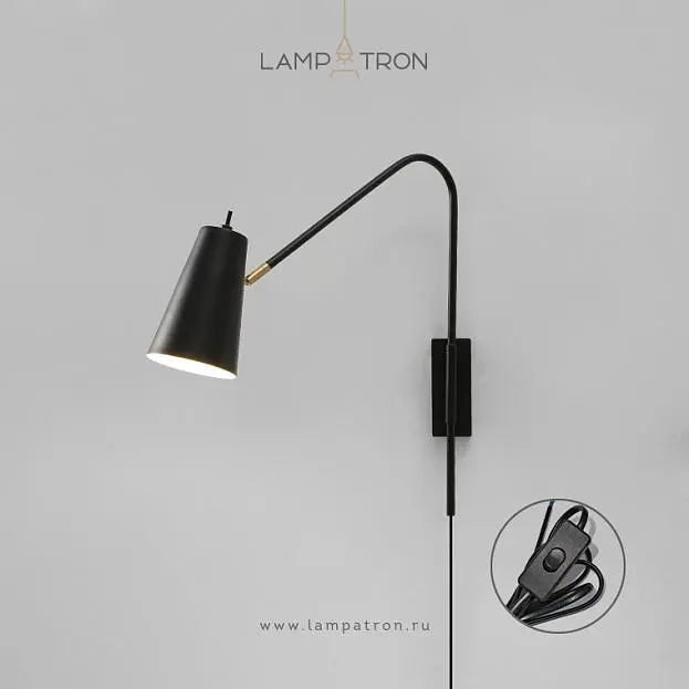 Бра VERINA Цвет Черный. Выключатель на проводе Lampatron 6354-23119 Бра VERINA Цвет Черный. Выключатель на проводе Lampatron 6354-23119