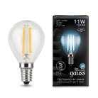 Лампа Gauss 105801211 E14 11W 4100К прозрачная Filament Globe
