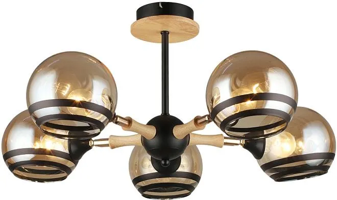 Потолочная люстра Imex MD.4896-5-S BK+WOOD