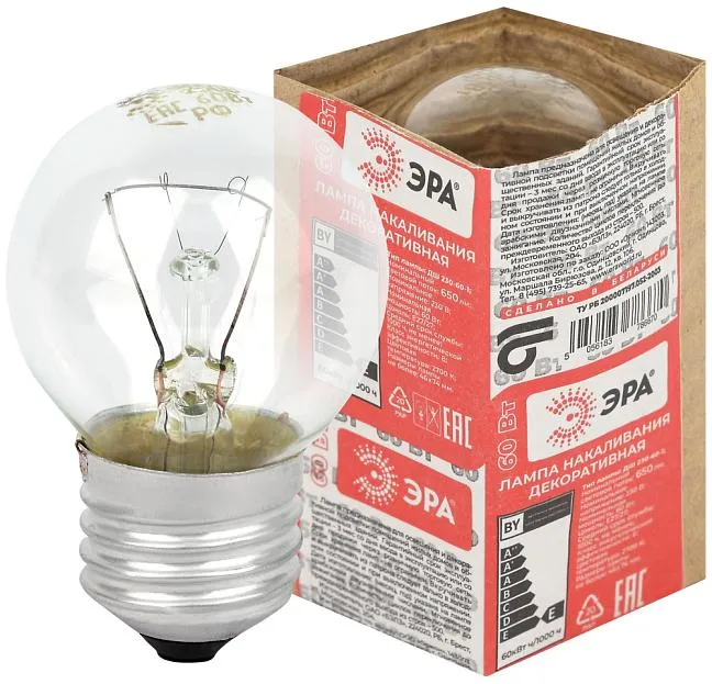 Лампочка накаливания ЭРА ДШ230-60-1 P45