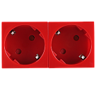 Розетка 2х2К+З нем.ст., 45 гр., с з/ш, крас. (90х45мм), Donel DF6D2R 45х45