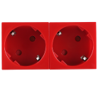 Розетка 2х2К+З нем.ст., 45 гр., с з/ш, крас. (90х45мм), Donel DF6D2R 45х45