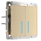 Сенсорный выключатель двухклавишный с управлением по Wi-Fi Werkel W4520611 (шампань) a048329