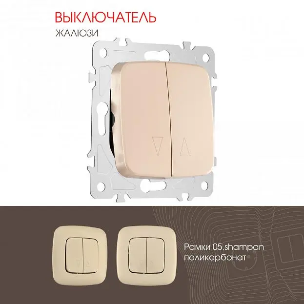 Выключатель жалюзи, 10A 250V Arte Milano 205.38-2.shampan am Выключатель жалюзи, 10A 250V Arte Milano 205.38-2.shampan am