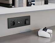 Лицевая панель ALFA (Графит мягкое касание) для вывода кабеля Volt AP9158 QUANT