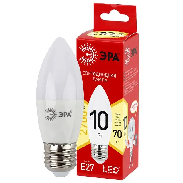 Лампочка светодиодная ЭРА LED B35-10W-827-E27 R