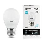 Лампа Gauss 53220 E27 10W 4100K шар матовый Elementary