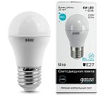 Лампа Gauss 53226 E27 6W 4100K шар матовый Globe LED