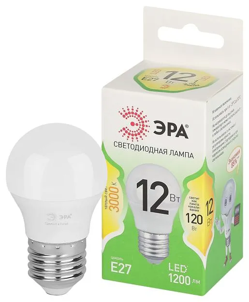 Лампочка светодиодная ЭРА LED P45-12W-830-E27 GL